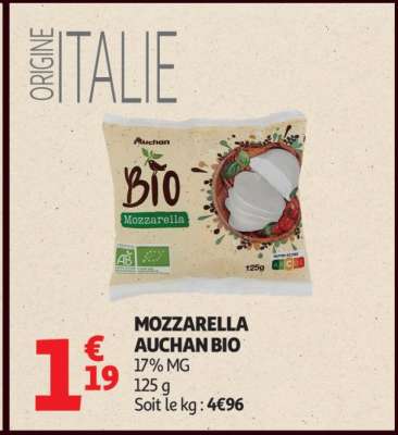 MOZZARELLA AUCHAN BIO