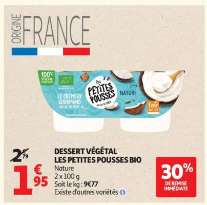 DESSERT VÉGÉTAL LES PETITES POUSSES BIO