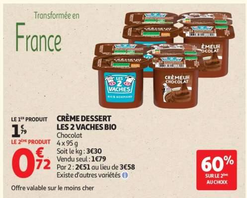 CRÈME DESSERT LES 2 VACHES BIO
