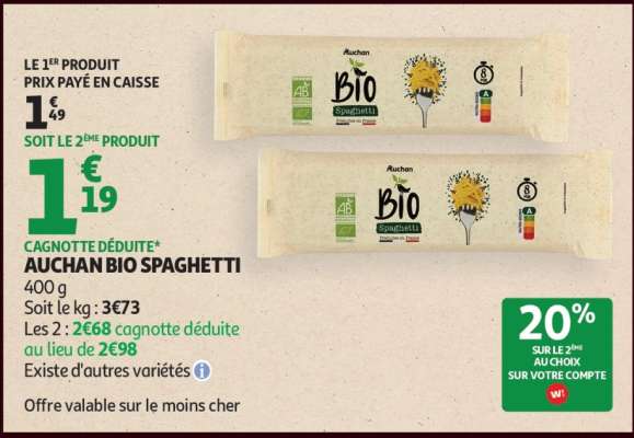 AUCHAN BIO SPAGHETTI
