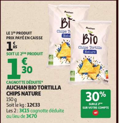 AUCHAN BIO TORTILLA CHIPS NATURE