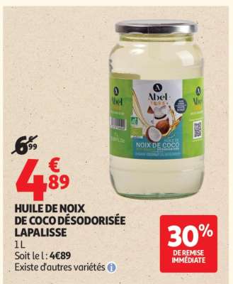 HUILE DE NOIX DE COCO DÉSODORISÉE LAPALISSE