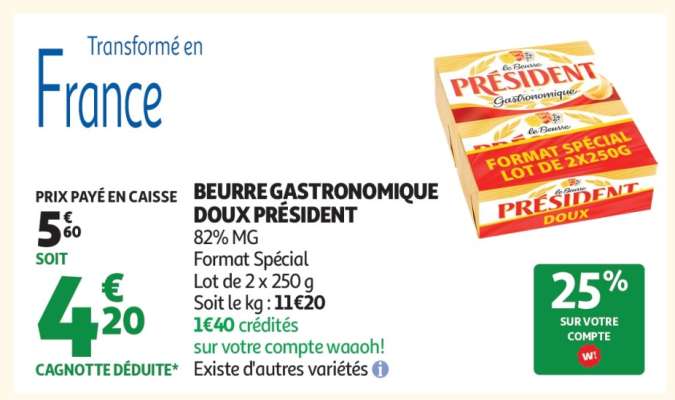 Beurre Gastronomique Doux Président