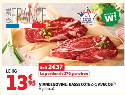 Viande Bovine : Basse Côte** Avec Os