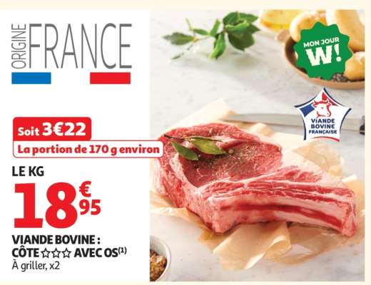 Viande bovine : côte*** avec os