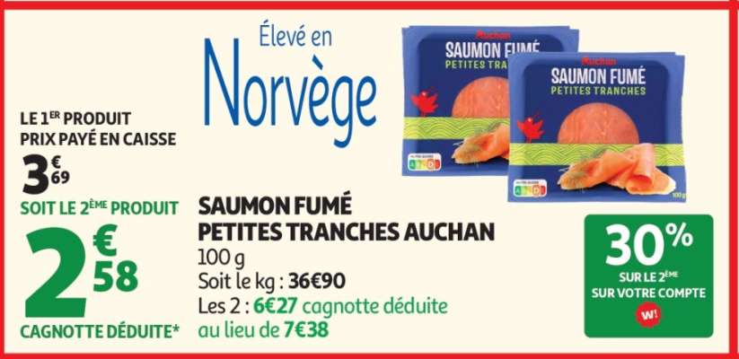SAUMON FUMÉ PETITES TRANCHES AUCHAN