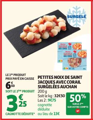 Petites Noix De Saint Jacques Avec Corail Surgelées Auchan