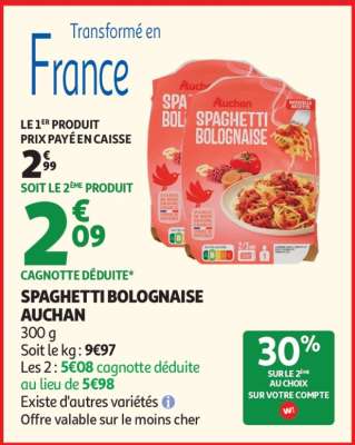 Spaghetti Bolognaise Auchan