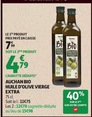 AUCHAN BIO HUILE D'OLIVE VIERGE EXTRA