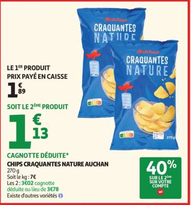Chips Craquantes Nature Auchan