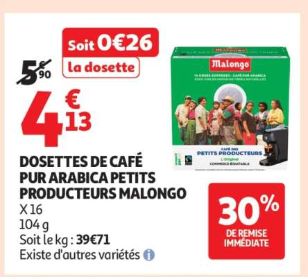 DOSETTES DE CAFÉ PUR ARABICA PETITS PRODUCTEURS MALONGO