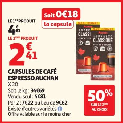 CAPSULES DE CAFÉ ESPRESSO AUCHAN