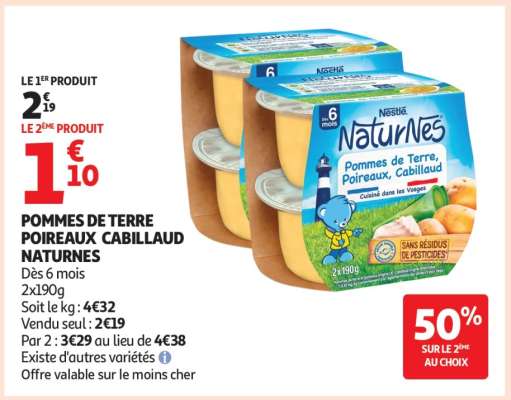 POMMES DE TERRE POIREAUX CABILLAUD NATURNES