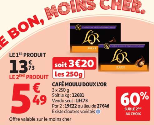 CAFÉ MOULU DOUX L'OR