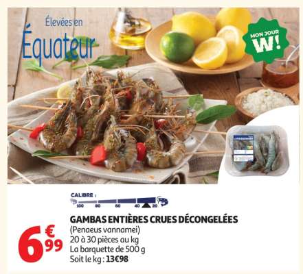 GAMBAS ENTIÈRES CRUES DÉCONGELÉES