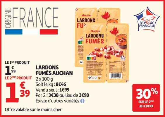 Lardons Fumés Auchan