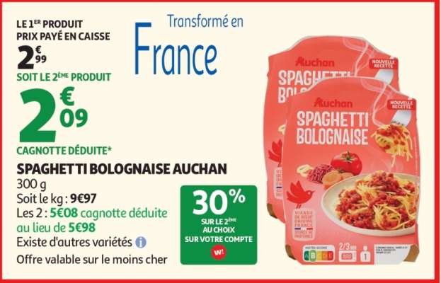 Spaghetti Bolognaise Auchan