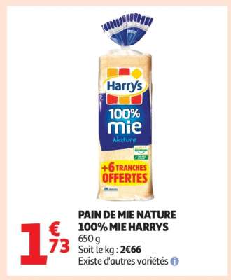 PAIN DE MIE NATURE 100% MIE HARRYS