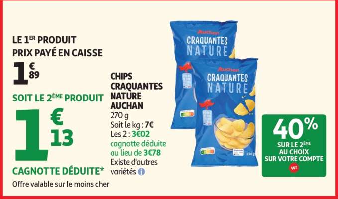 Chips Craquantes Nature Auchan
