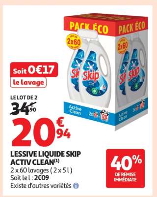 LESSIVE LIQUIDE SKIP ACTIV CLEAN