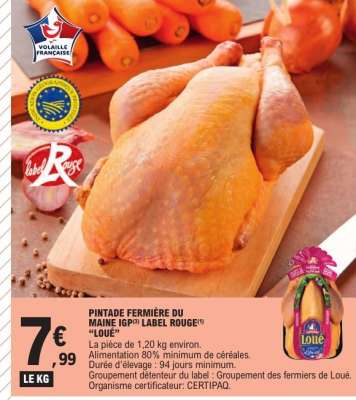 PINTADE FERMIÈRE DU MAINE IGP LABEL ROUGE "LOUÉ"