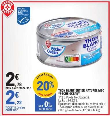 THON BLANC ENTIER NATUREL MSC «PÊCHE OCÉAN»