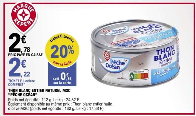 THON BLANC ENTIER NATUREL MSC «PÊCHE OCÉAN»