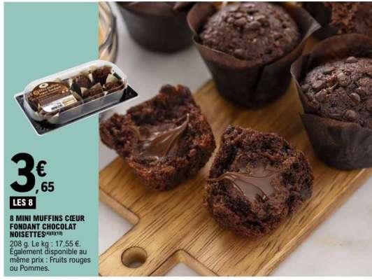 8 MINI MUFFINS CŒUR FONDANT CHOCOLAT NOISETTES