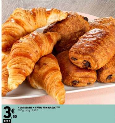 4 Croissants + 4 Pains au Chocolat