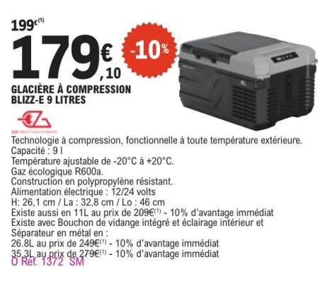 GLACIÈRE À COMPRESSION BLIZZ-E 9 LITRES