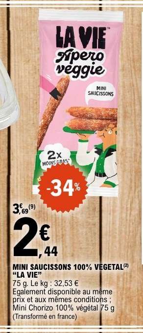 MINI SAUCISSONS 100% VÉGÉTAL "LA VIE"