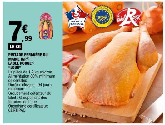 PINTADE FERMIÈRE DU MAINE IGP LABEL ROUGE "LOUÉ"