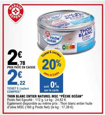 THON BLANC ENTIER NATUREL MSC «PÊCHE OCÉAN»