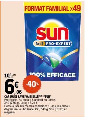 Capsules Lave-vaisselle SUN