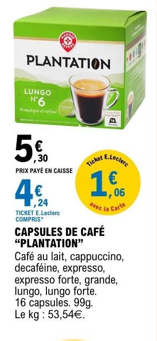 CAPSULES DE CAFÉ “PLANTATION”