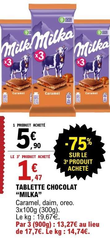 TABLETTE CHOCOLAT "MILKA"