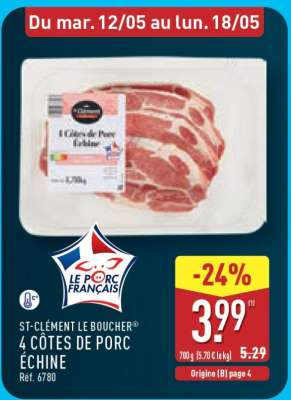 ST-CLÉMENT LE BOUCHER® 4 CÔTES DE PORC ÉCHINE*