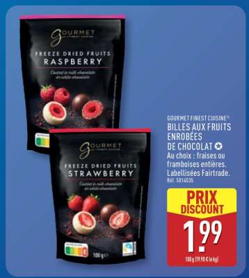 GOURMET FINEST CUISINE® BILLES AUX FRUITS ENROBÉES DE CHOCOLAT
