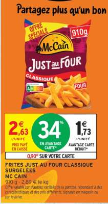 FRITES JUST AU FOUR CLASSIQUE SURGELÉES MC CAIN