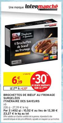 BROCHETTES DE BŒUF AU FROMAGE SURGELÉES ITINÉRAIRE DES SAVEURS