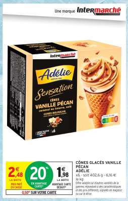 CÔNES GLACÉS VANILLE PÉCAN ADÉLIE