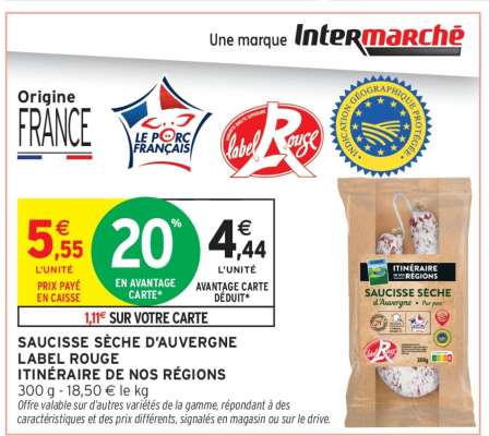 SAUCISSE SÈCHE D'AUVERGNE LABEL ROUGE ITINÉRAIRE DE NOS RÉGIONS