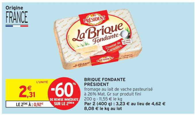 BRIQUE FONDANTE PRÉSIDENT