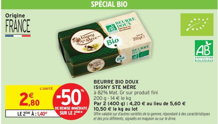 BEURRE BIO DOUX ISIGNY STE MÈRE