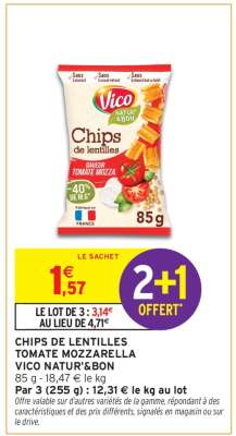 CHIPS DE LENTILLES TOMATE MOZZARELLA