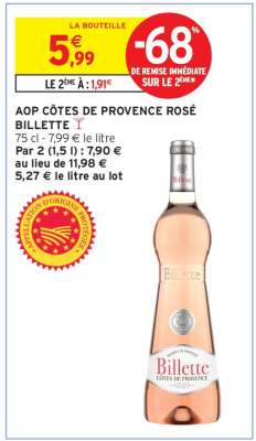 AOP CÔTES DE PROVENCE ROSÉ BILLETTE