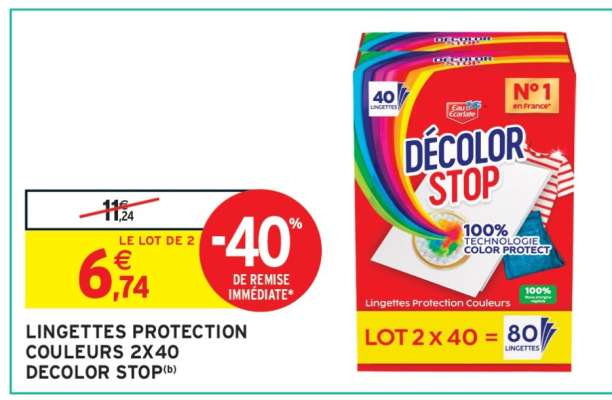 LINGETTES PROTECTION COULEURS 2X40 DECOLOR STOP