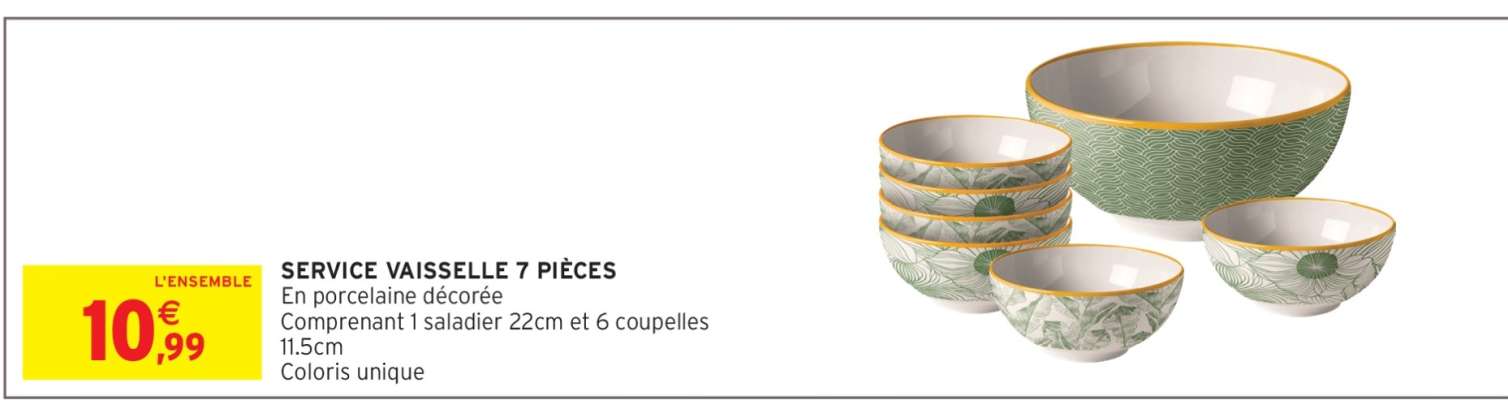 SERVICE VAISSELLE 7 PIÈCES