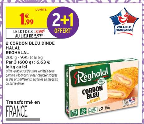 2 CORDON BLEU DINDE HALAL REGHALAL