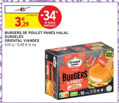 Burgers de Poulet Panés Halal surgelés
